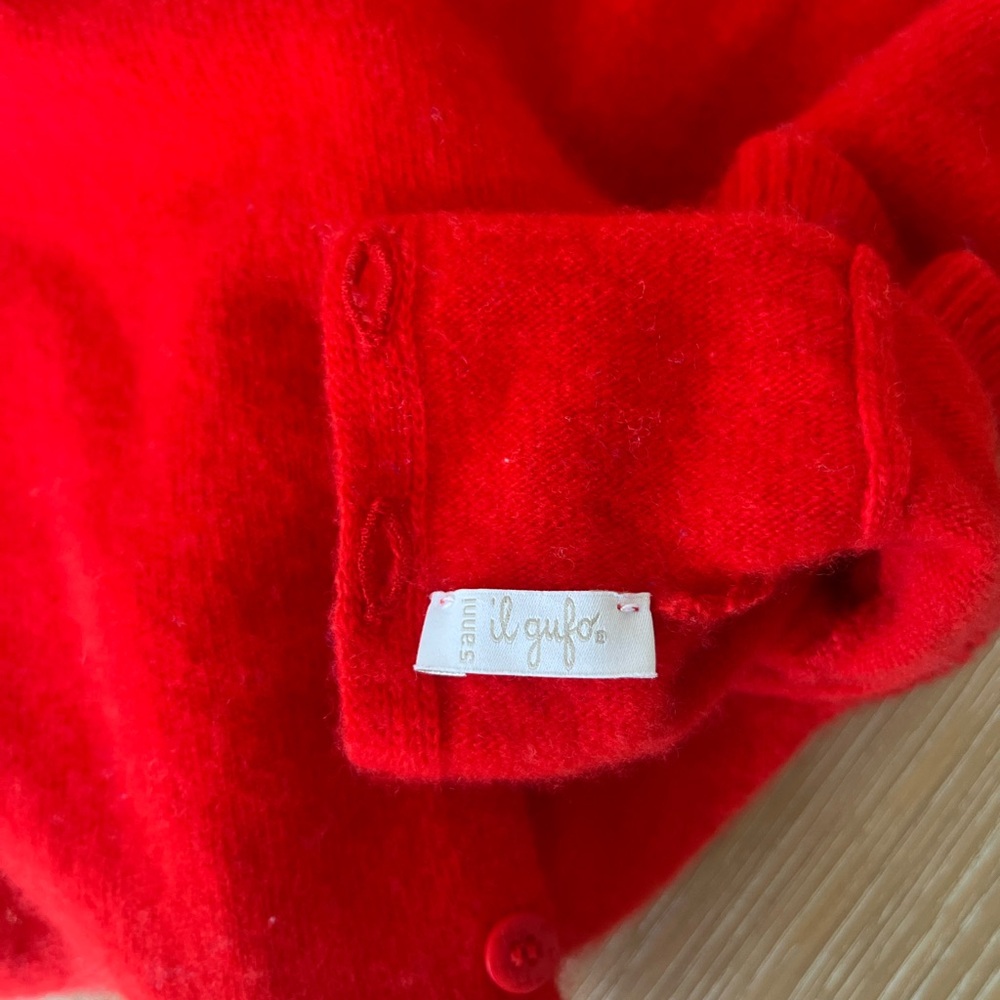 Il Gufo Girls 100% Virgin Wool Red Ruffled Turtleneck Sweater Size 5 Years - Picture 3 of 6